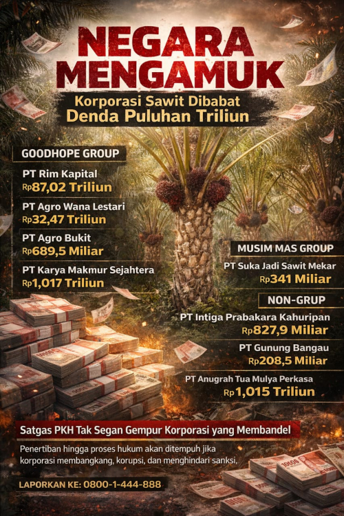 Negara Mengamuk: Korporasi Sawit Dibabat Denda Puluhan Triliun, Goodhope hingga Musim Mas Terseret Satgas PKH