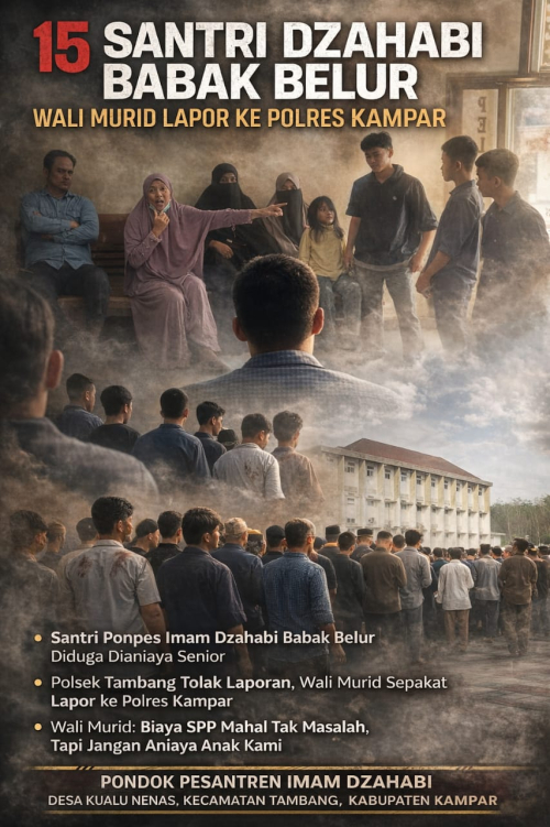 15 Santri Dzahabi Babak Belur, Wali Murid Lapor ke Polres Kampar