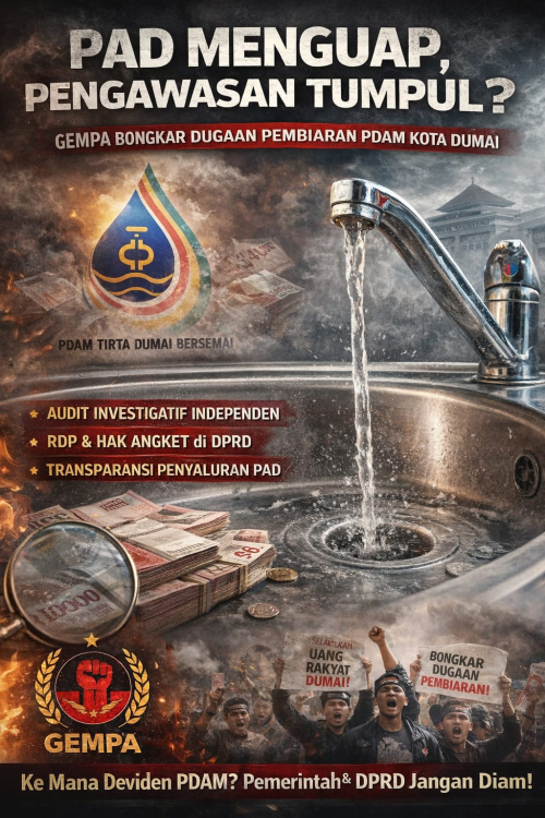 PAD Menguap, Pengawasan Tumpul : Gerakan Mahasiswa dan Pemuda (GEMPA) Bongkar Dugaan Pembiaran PDAM Kota Dumai