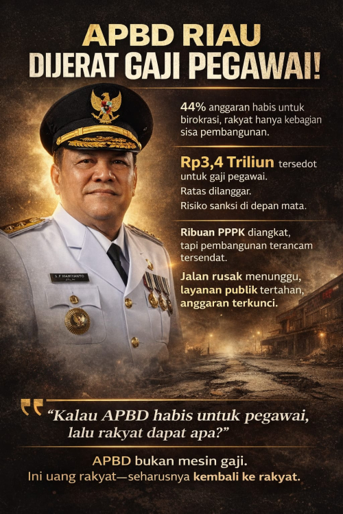 APBD Riau Dijajah Gaji Pegawai: 44% Anggaran Habis, Rakyat Kebagian Sisa!