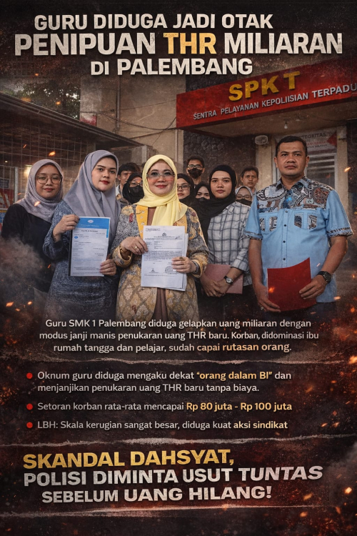 Guru Diduga Jadi Otak Penipuan THR Miliaran di Palembang: Korban Ratusan, Uang Raib Tanpa Jejak