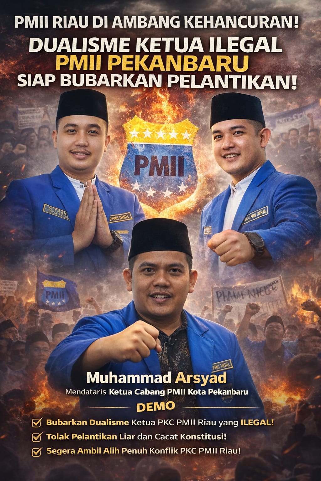 PMII Riau di Ambang Kehancuran: Dualisme Ketua Ilegal, PMII Pekanbaru Siap Bubarkan Pelantikan
