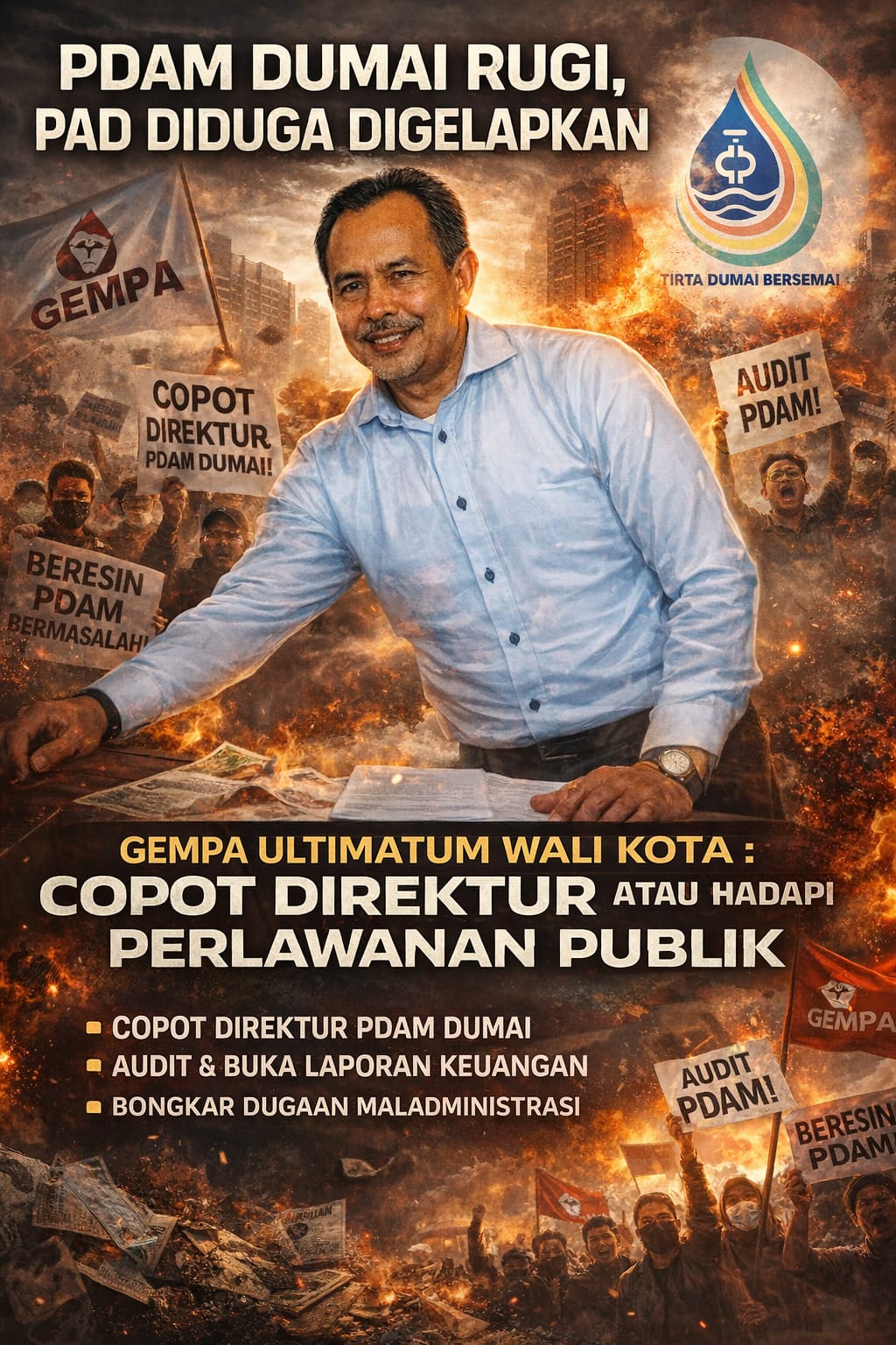 PDAM Dumai Rugi, PAD Diduga Digelapkan - GEMPA Ultimatum Wali Kota: Copot Direktur atau Hadapi Perlawanan Publik