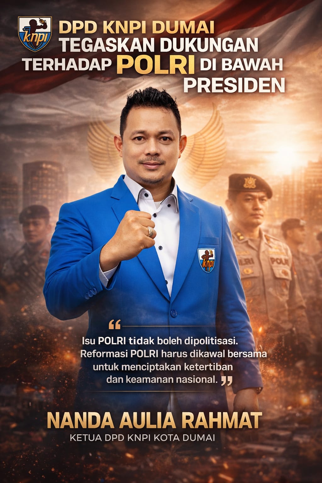 KNPI Dumai Tegaskan Dukungan terhadap POLRI di Bawah Presiden, Ingatkan Bahaya Politisasi Isu Kepolisian