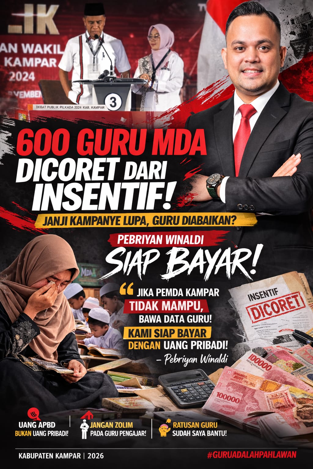 Kalau Pemda Tak Mampu, Kami Bayar! Pebriyan Winaldi Siap Tanggung Insentif 600 Guru MDA Kampar