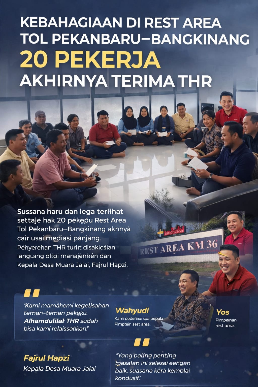 Bahagia Sambut Lebaran: 20 Pekerja Rest Area Tol Pekanbaru-Bangkinang Terima THR