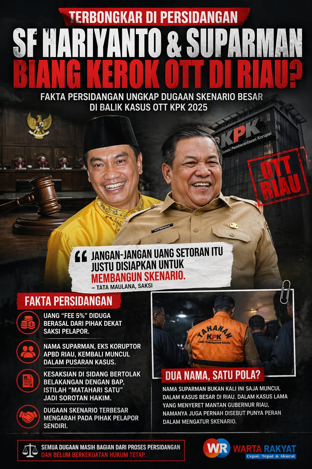 Terbongkar Di Persidangan Ternyata SF Hariyanto dan Suparman Biang Kerok OTT di Riau