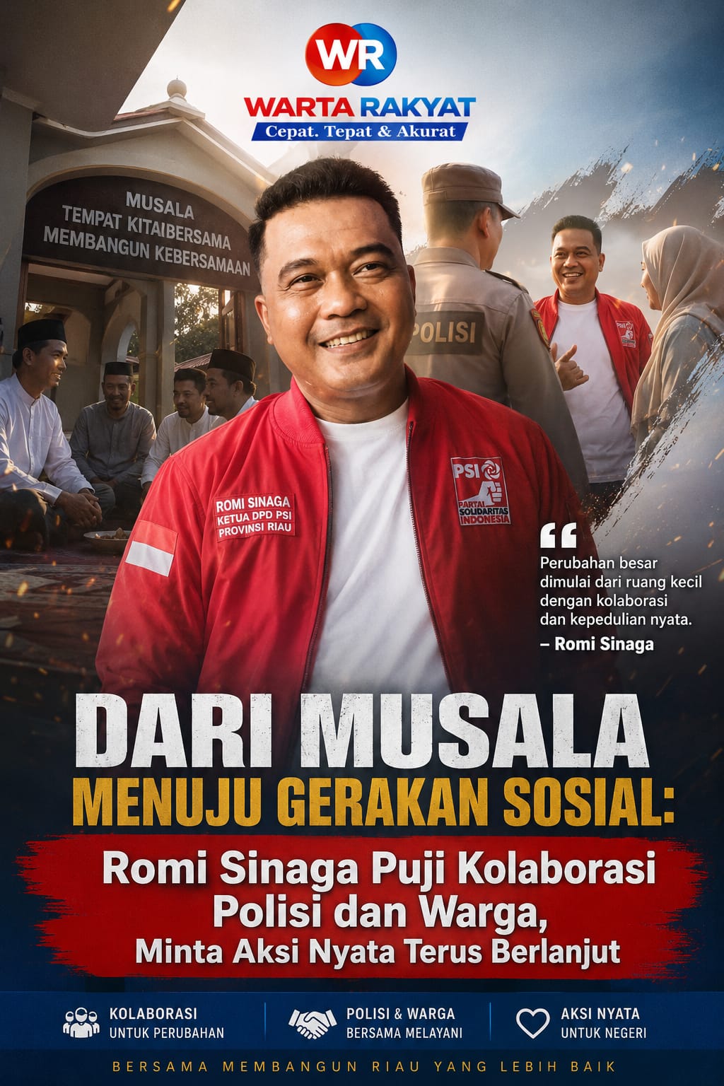 DARI MUSALA MENUJU GERAKAN SOSIAL: Romi Sinaga Puji Kolaborasi Polisi dan Warga, Minta Aksi Nyata Terus Berlanjut
