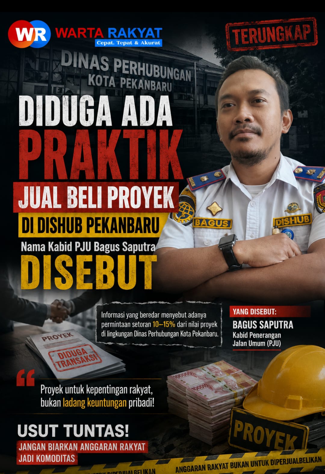 Diduga Ada Praktik Jual Beli Proyek di Dishub Pekanbaru, Nama Kabid PJU Bagus Saputra Disebut